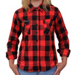 Hot Leathers FLL3002 Ladies Black and Salmon Long Sleeve Flannel