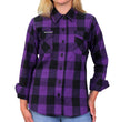 Hot Leathers FLL3003 Ladies Black and Purple Long Sleeve Flannel Shirt