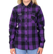 Hot Leathers FLL3003 Ladies Black and Purple Long Sleeve Flannel Shirt