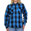 Hot Leathers FLL3004 Ladies Black and Aqua Long Sleeve Flannel