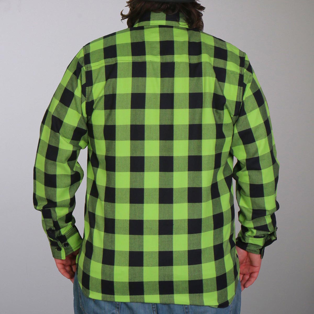 Hot Leathers FLM2005 Men's Black and Green Long Sleeve Flannel Shirt