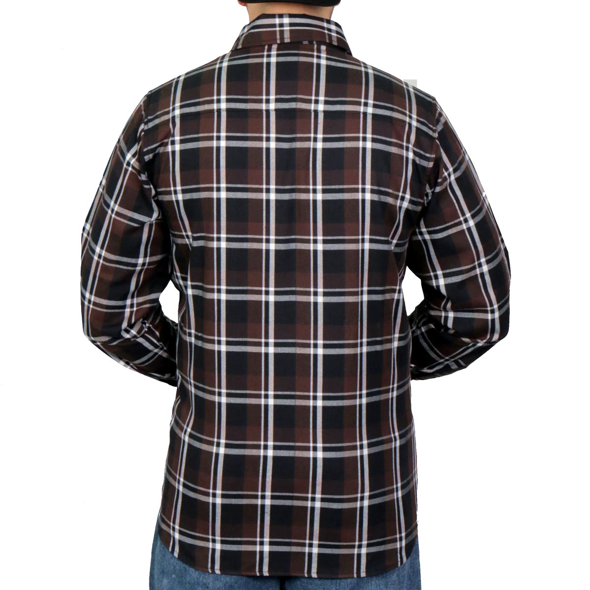 Hot Leathers FLM2008 Mens Brown Black and White Long Sleeve Flannel Shirt