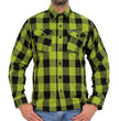 Hot Leathers FLM2015 Men's Black and Light Green Long Sleeve Flannel Shirt