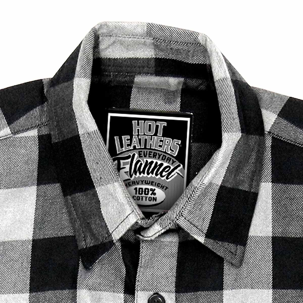 Hot Leathers FLM5202 Men's Black and White Sleeveless Flannel Fringe Shirt