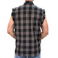 Hot Leathers FLM5203 Men's No Sleeve Fringe Grey and Black Flannel Shirt
