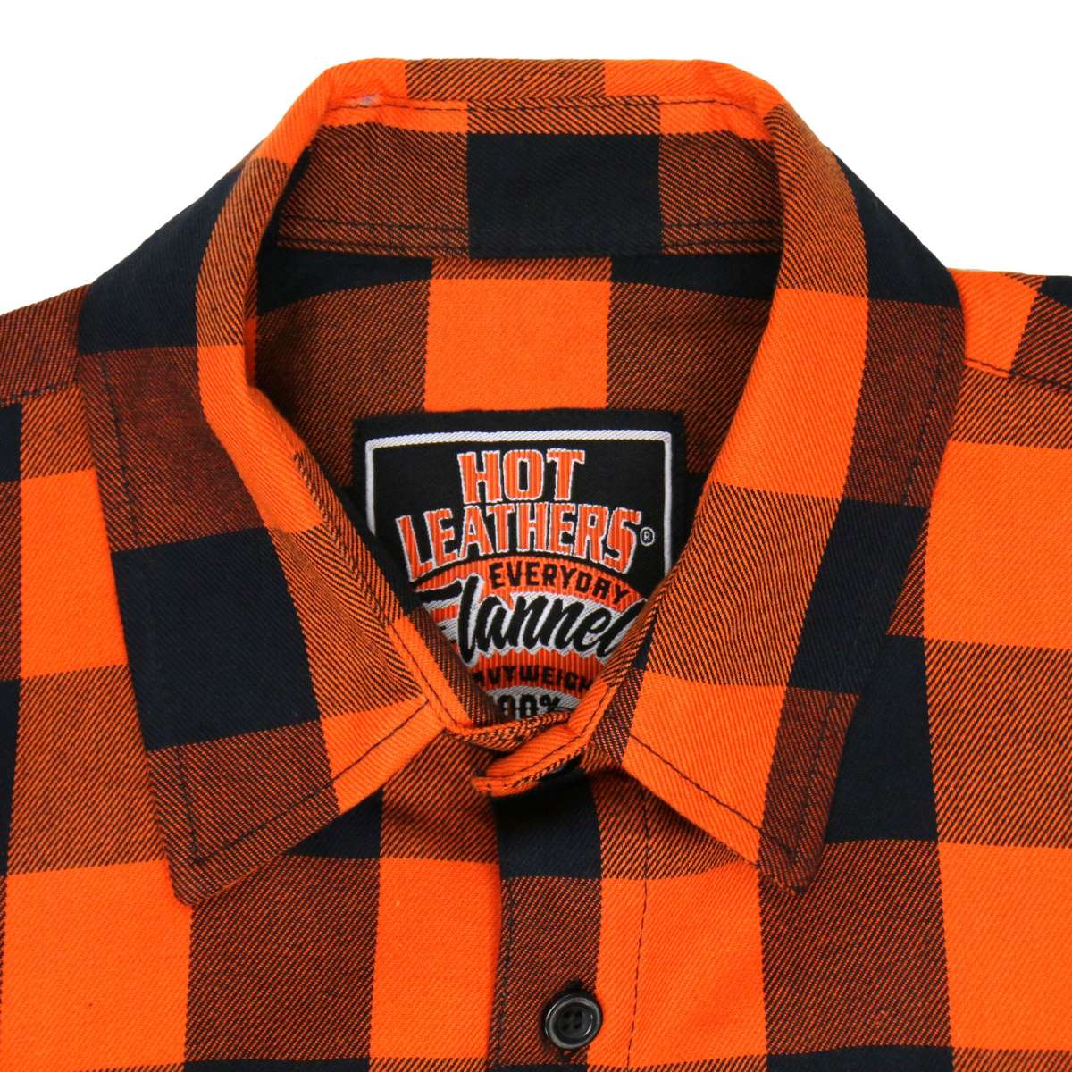 Hot Leathers FLM5210 Men's No Sleeve Fringe Orange and Black Flannel Shirt