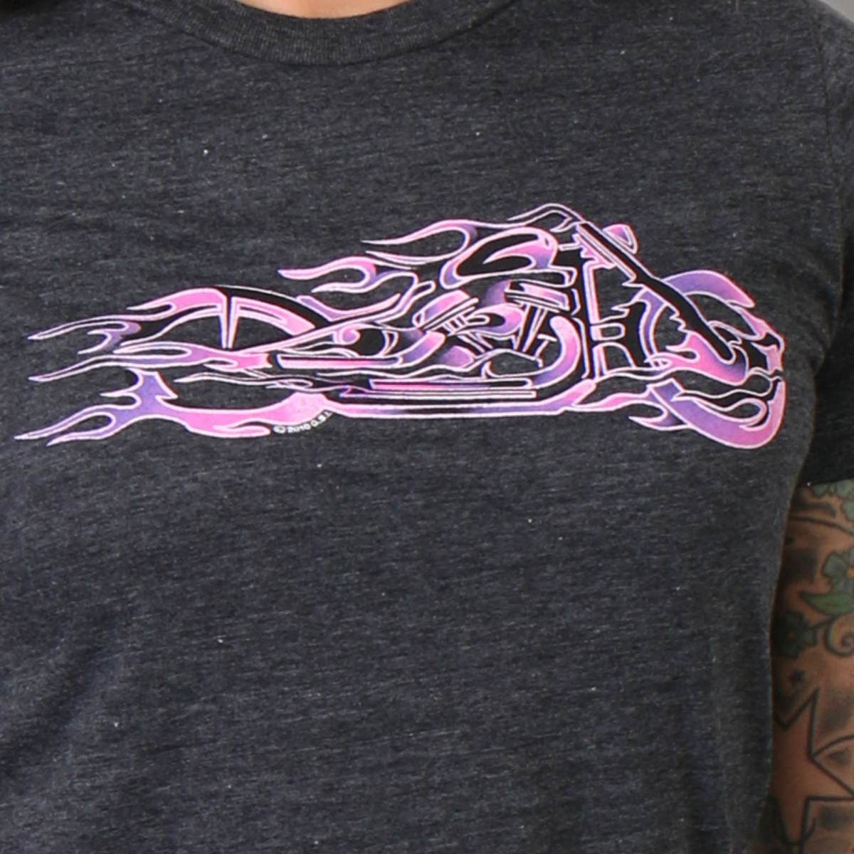 Hot Leathers GLR1215 Ladies Pink and Purple Fire Bobber Full Cut Motorcycle Shirt