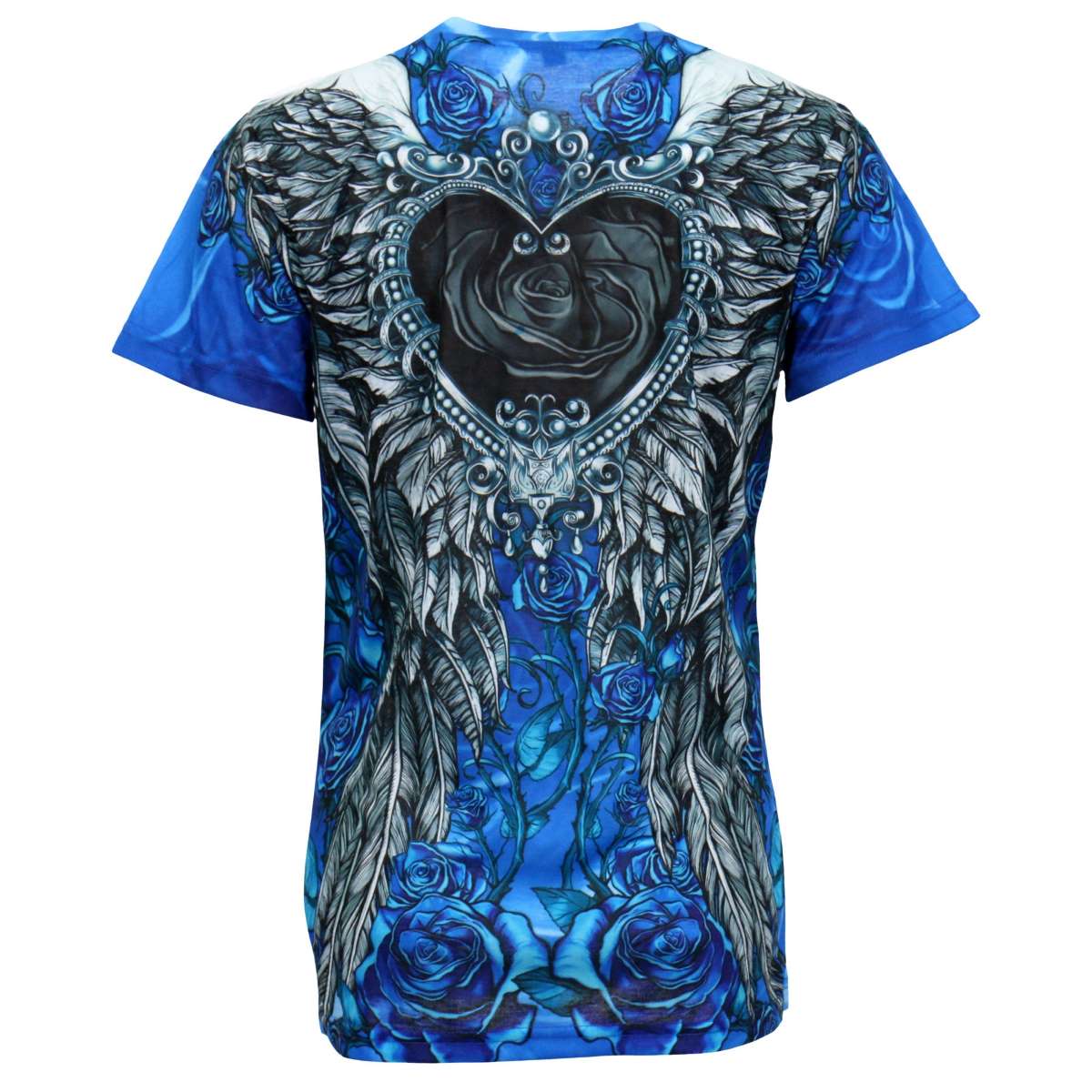 Hot Leathers Ladies Blue Angel Roses Fitted 3D All Over Printed T-Shirt GLS1002