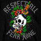 Hot Leathers Men's Respect All Fear None Skull Tattoo T-Shirt GMD1514