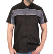Hot Leathers GMM1006 Men's 2 Tone Stripe Black and Gray Button Up Heavy-Duty Work Shirt for | Classic Mechanic Work Shirt