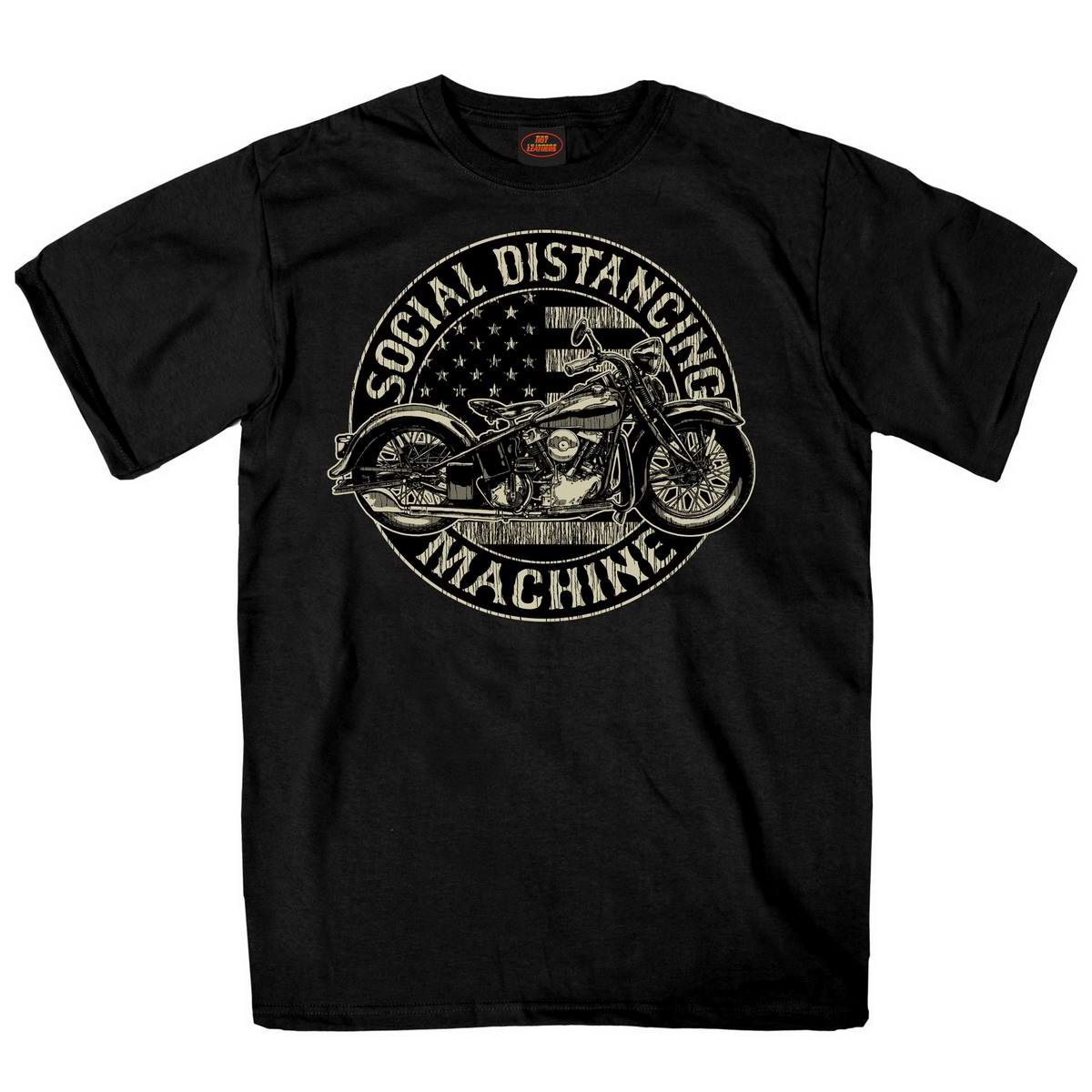 Hot Leathers GMS1475 Men's Social Distancing Machine Black Short Sleeve T-Shirt