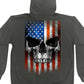 Hot Leathers GMZ4489 Men’s Patriotic Skull Charcoal Zip Up Hoodie Sweatshirt