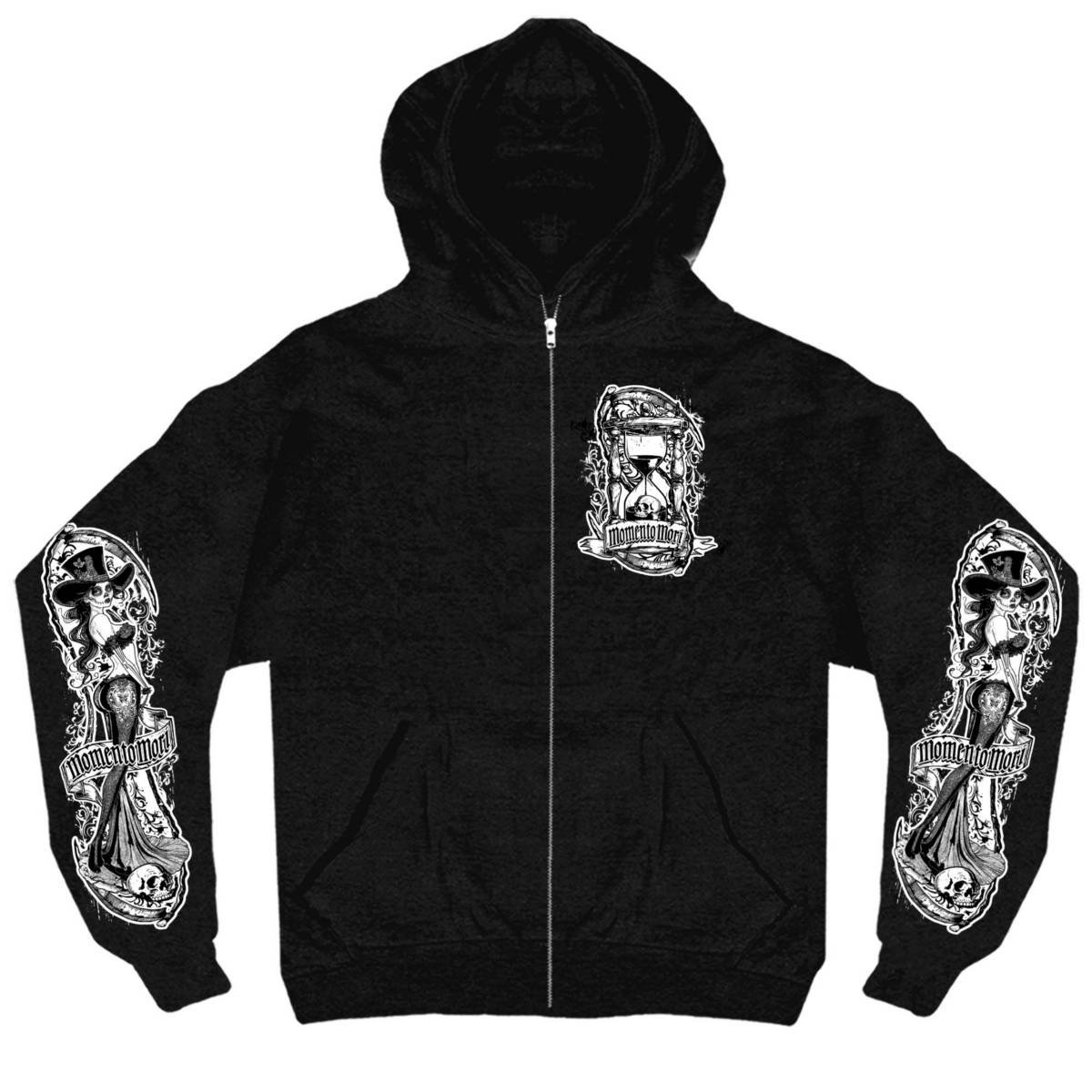 Hot Leathers GMZ4538 Men's Memento Mori Hooded Zipper Sweatshirt