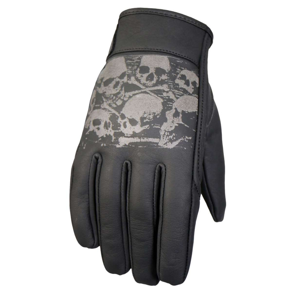 Hot Leathers Ancient Skull Leather Gloves GVM1304