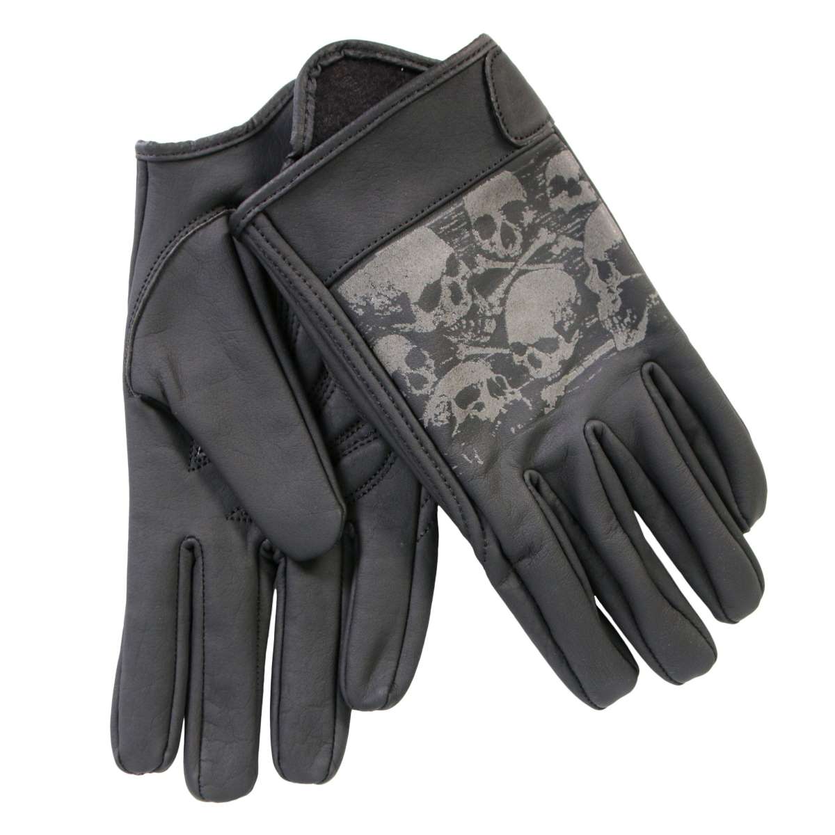 Hot Leathers Ancient Skull Leather Gloves GVM1304