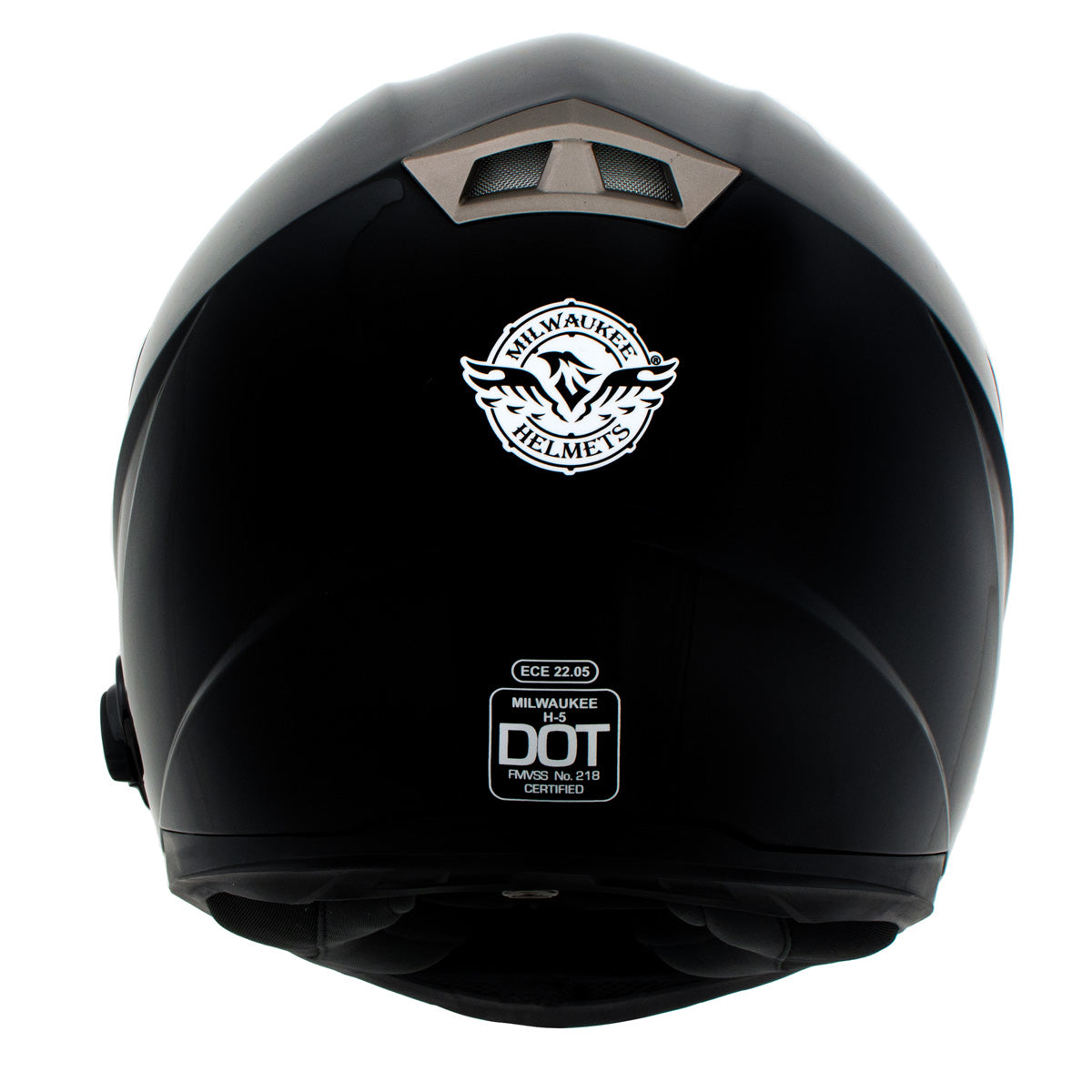 Milwaukee Helmets H510 Gloss Black Chit-Chat Full Face Wireless Motorcycle Helmet-Stream Music-Phone Calls