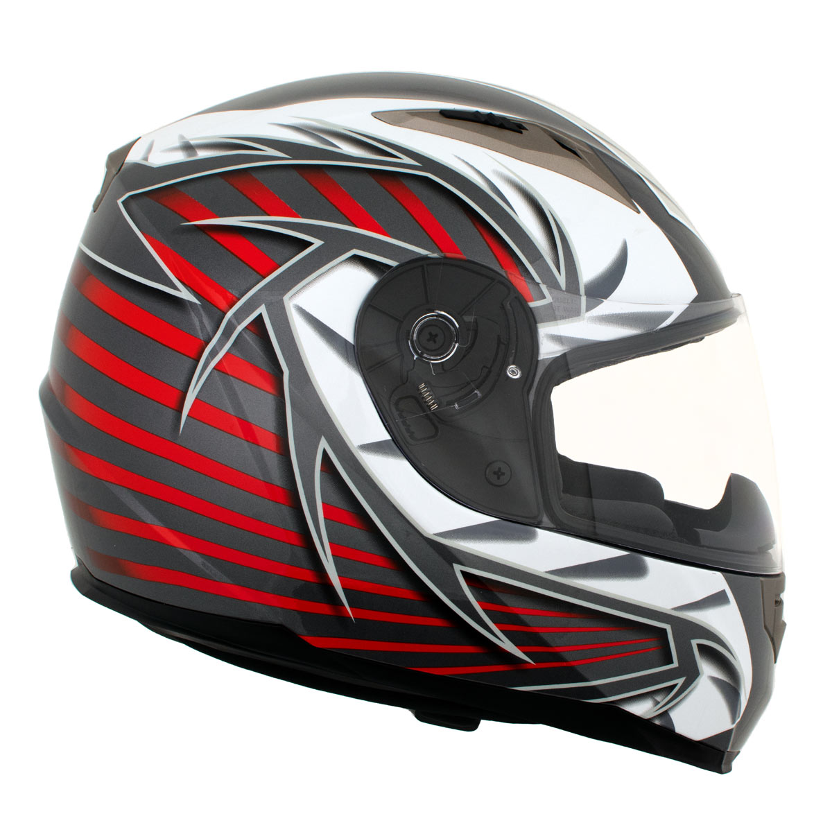 Milwaukee Helmets H520 Titanium and Red Chit-Chat Full Face Wireless Motorcycle Helmet-Stream Music-Phone Calls
