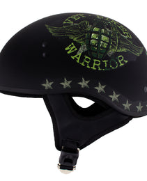Hot Leathers HLD1025 Vet Biker Warrior Flat Black Motorcycle DOT Skull Cap Half Helmet Biker