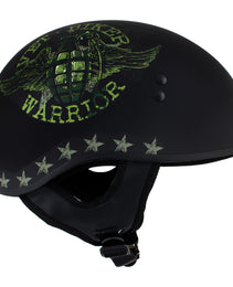 Hot Leathers HLD1025 Vet Biker Warrior Flat Black Motorcycle DOT Skull Cap Half Helmet Biker