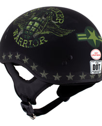 Hot Leathers HLD1025 Vet Biker Warrior Flat Black Motorcycle DOT Skull Cap Half Helmet Biker