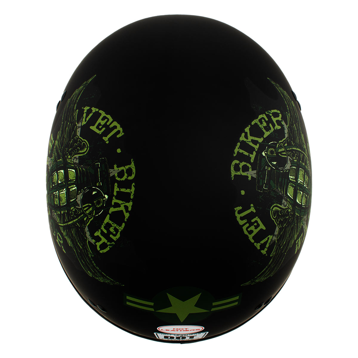 Hot Leathers HLD1025 Vet Biker Warrior Flat Black Motorcycle DOT Skull Cap Half Helmet Biker