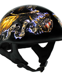 Hot Leathers HLD1028 USA Eagle Flat Black Motorcycle DOT Approved Skull Cap Half Helmet Biker