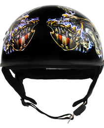 Hot Leathers HLD1028 USA Eagle Flat Black Motorcycle DOT Approved Skull Cap Half Helmet Biker