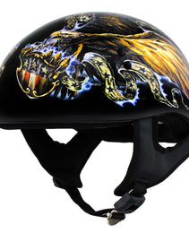 Hot Leathers HLD1028 USA Eagle Flat Black Motorcycle DOT Approved Skull Cap Half Helmet Biker
