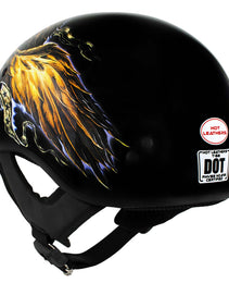 Hot Leathers HLD1028 USA Eagle Flat Black Motorcycle DOT Approved Skull Cap Half Helmet Biker