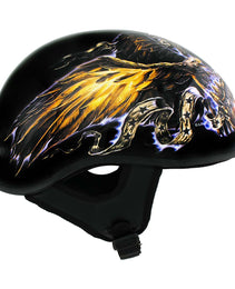 Hot Leathers HLD1028 USA Eagle Flat Black Motorcycle DOT Approved Skull Cap Half Helmet Biker