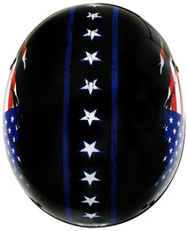Hot Leathers HLD1051 USA Flag Star and Stripes Glossy Black Motorcycle DOT Skull Cap Helmet