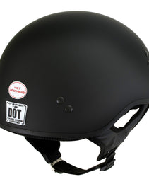 Hot Leathers HLT68 Flat Black The O.G. Flat Black Motorcycle DOT Skull Cap Half Helmet Biker
