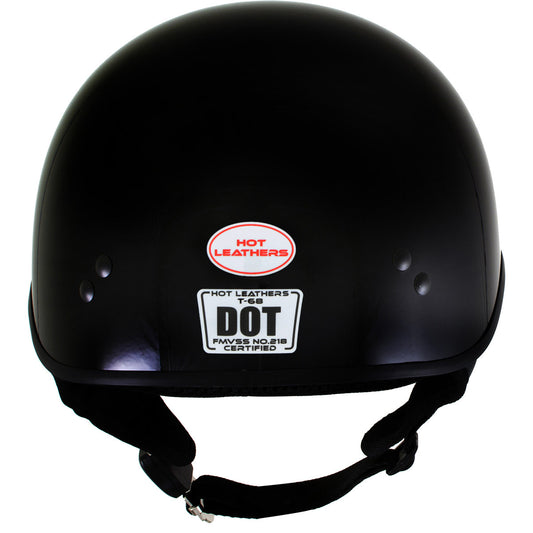 Hot Leathers HLD1002 Gloss Black Motorcycle DOT Approved Skull Cap Half Half Helmet Biker