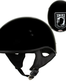 Hot Leathers HLD1004 POW Gloss Black Motorcycle DOT Approved Skull Cap Half Biker Helmet