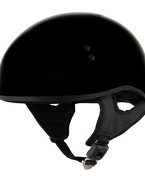 Hot Leathers HLD1004 POW Gloss Black Motorcycle DOT Approved Skull Cap Half Biker Helmet