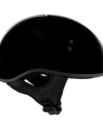 Hot Leathers HLD1004 POW Gloss Black Motorcycle DOT Approved Skull Cap Half Biker Helmet