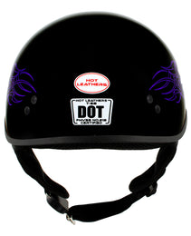Hot Leathers HLD1005 Lady Lotus Gloss Black Motorcycle DOT Approved Skull Cap Half Helmet Biker