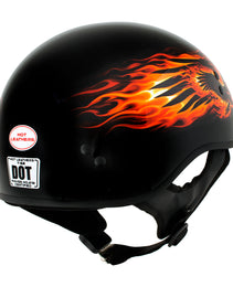 Hot Leathers HLD1006 Black Out Eagle Motorcycle DOT Approved Skull Cap Half Helmet Bikers