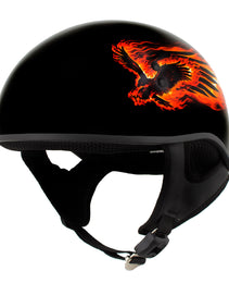 Hot Leathers HLD1006 Black Out Eagle Motorcycle DOT Approved Skull Cap Half Helmet Bikers