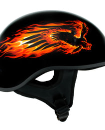 Hot Leathers HLD1006 Black Out Eagle Motorcycle DOT Approved Skull Cap Half Helmet Bikers