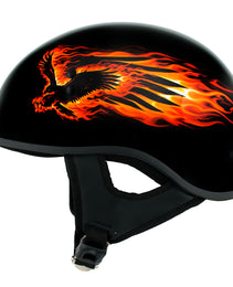 Hot Leathers HLD1006 Black Out Eagle Motorcycle DOT Approved Skull Cap Half Helmet Bikers