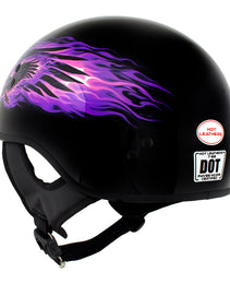 Hot Leathers HLD1007 'Black Out Eagle' Gloss Black Motorcycle DOT Skull Cap Half Helmet for Men and Women Biker