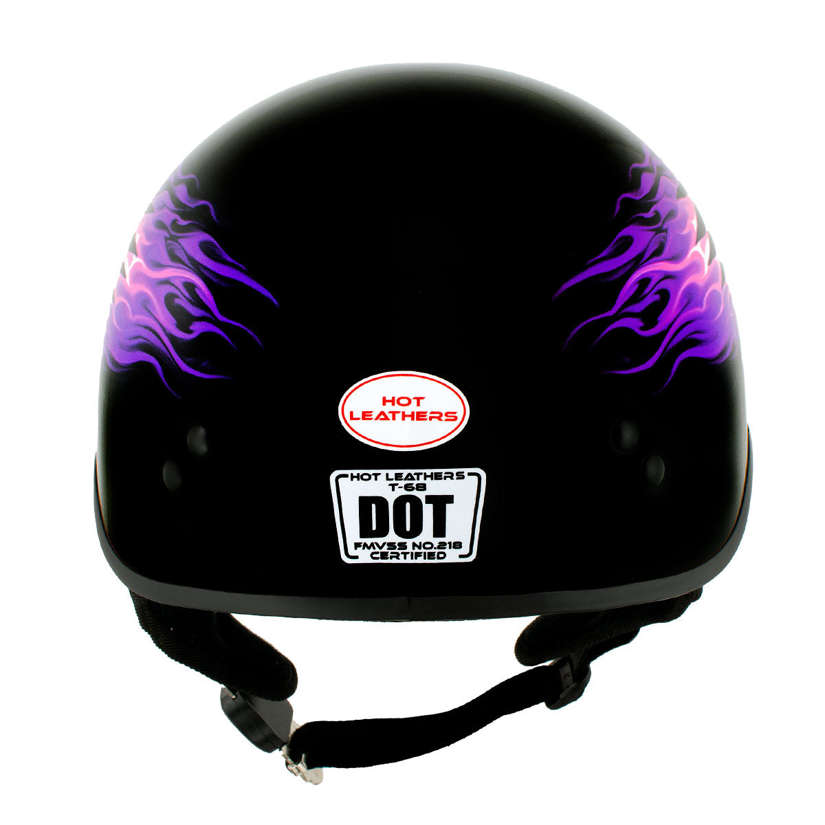 Hot Leathers HLD1007 Black Out Eagle Gloss Black Motorcycle DOT Skull Cap Half Helmet Biker