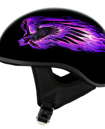 Hot Leathers HLD1007 'Black Out Eagle' Gloss Black Motorcycle DOT Skull Cap Half Helmet for Men and Women Biker