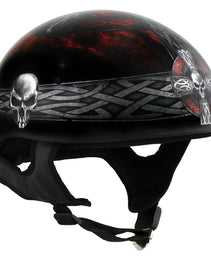 Hot Leathers HLD1008 Black Celtic Cross Motorcycle DOT Approved Skull Cap Half Helmet Biker