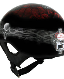 Hot Leathers HLD1008 Black Celtic Cross Motorcycle DOT Approved Skull Cap Half Helmet Biker