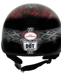 Hot Leathers HLD1008 Black Celtic Cross Motorcycle DOT Approved Skull Cap Half Helmet Biker