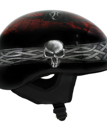 Hot Leathers HLD1008 Black Celtic Cross Motorcycle DOT Approved Skull Cap Half Helmet Biker