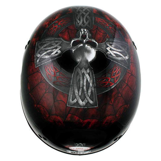 Hot Leathers HLD1008 Black Celtic Cross Motorcycle DOT Approved Skull Cap Half Helmet Biker