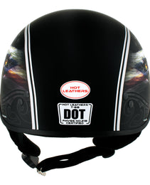 Hot Leathers HLD1023 V-Twin Eagle Flat Black Motorcycle DOT Skull Cap Half Helmet Biker